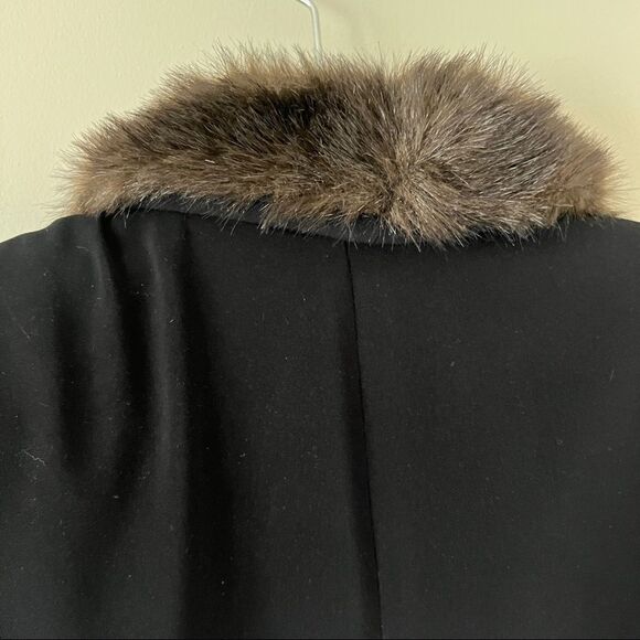 Positive Attitude Black Button Down Faux Fur Blazer Jacket Size 14 Petite - Picture 6 of 7